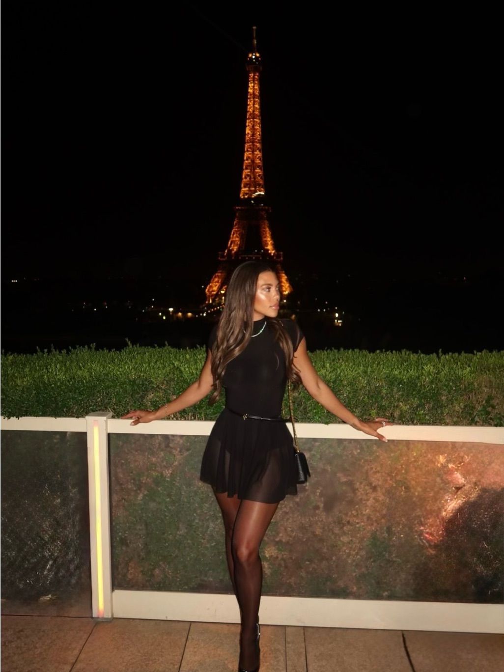 Chic Little Black Dress With Sheer Skirt